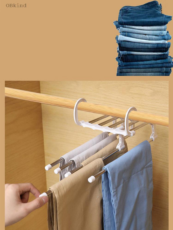 vanzlife Skladací vešiak na nohavice, viacvrstvový vešiak na nohavice, domáci magický klip na nohavice, úložný priestor na šatník, vešiak na nohavice