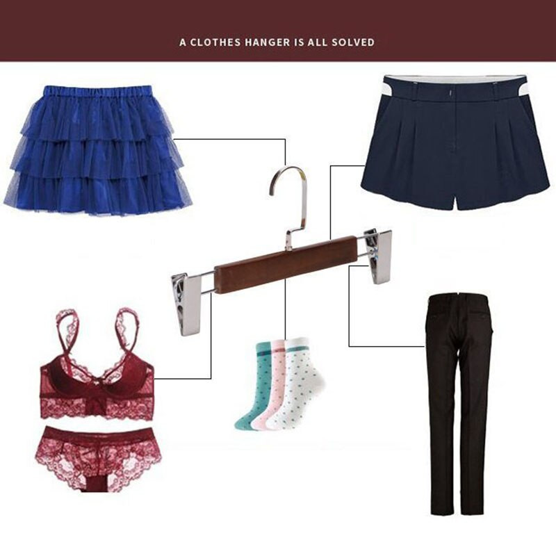 10 ks Vintage drevený vešiak na nohavice, sušenie sukní, nohavíc, šatník, organizér na oblečenie, úložný priestor, vešiak na nohavice, kovový klip, plochý háčik