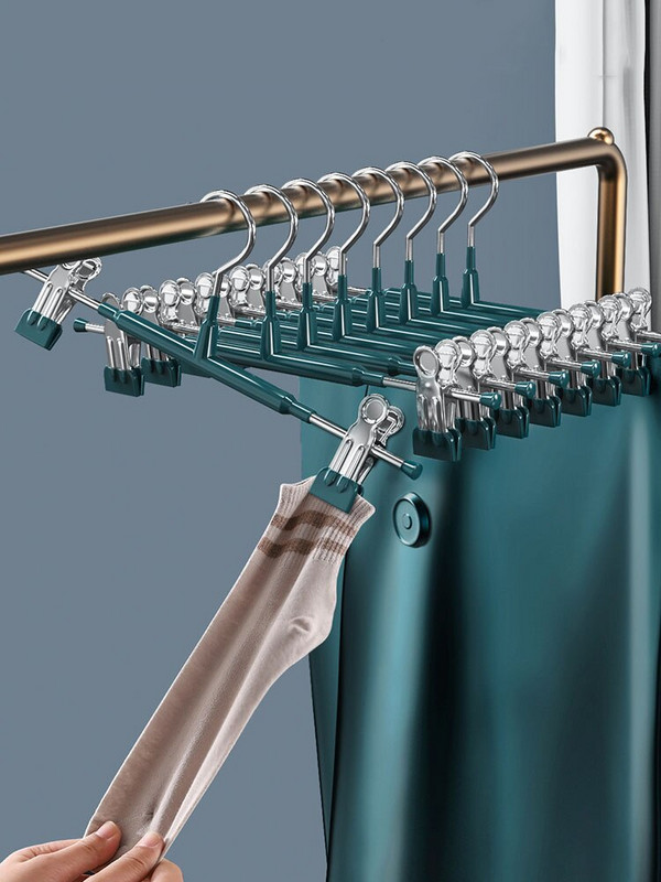 10db rozsdamentes acél nadrág fogas szárító szoknya nadrág gardrób Ruházat szervező fehérnemű zokni kapcsos nadrágtartó