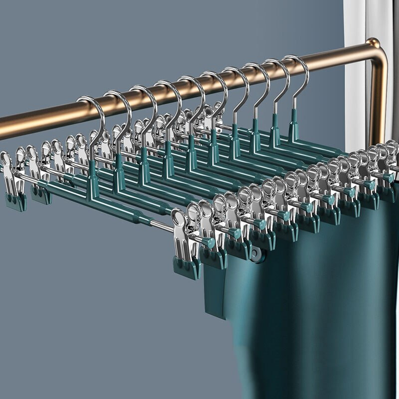 10db rozsdamentes acél nadrág fogas szárító szoknya nadrág gardrób Ruházat szervező fehérnemű zokni kapcsos nadrágtartó