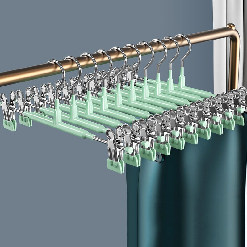 10db rozsdamentes acél nadrág fogas szárító szoknya nadrág gardrób Ruházat szervező fehérnemű zokni kapcsos nadrágtartó