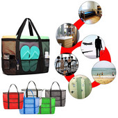 2021 nová letná veľká plážová taška na uteráky, sieťovaná odolná plážová úložná taška na hračky, nepremokavá spodná bielizeň, vrecková plážová taška