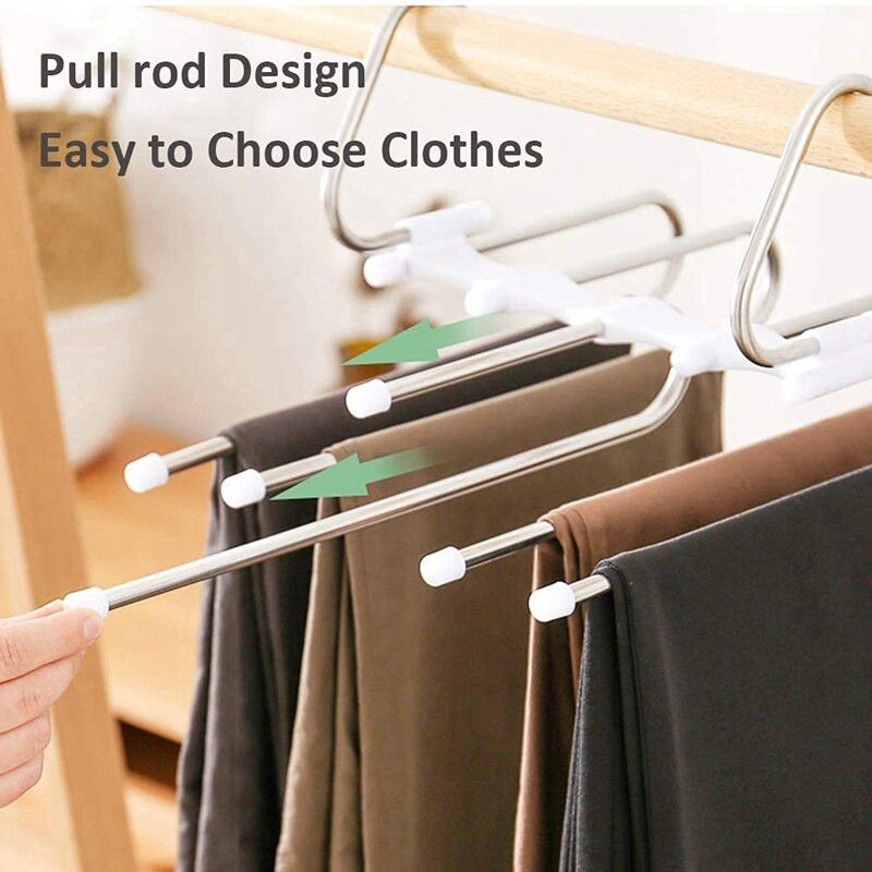 Κρεμάστρα παντελονιών 4 τμχ. Εξοικονομεί χώρο 5 σε 1 Κρεμάστρα παντελονιών Πολλαπλές Από ανοξείδωτο ατσάλι με δυνατότητα επέκτασης για παντελόνια Κασκόλ