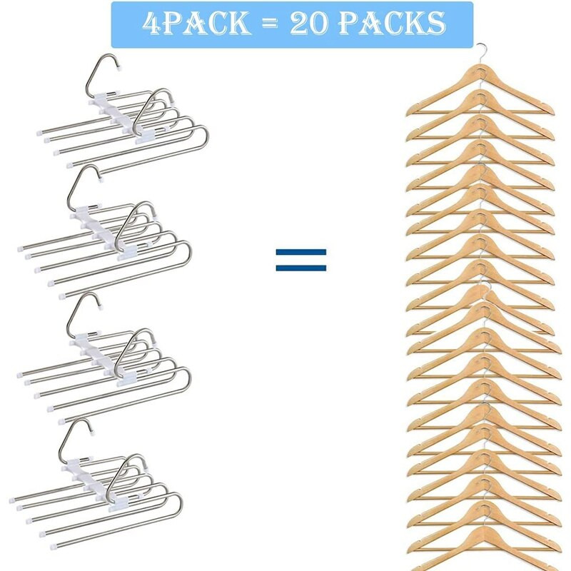 Κρεμάστρα παντελονιών 4 τμχ. Εξοικονομεί χώρο 5 σε 1 Κρεμάστρα παντελονιών Πολλαπλές Από ανοξείδωτο ατσάλι με δυνατότητα επέκτασης για παντελόνια Κασκόλ