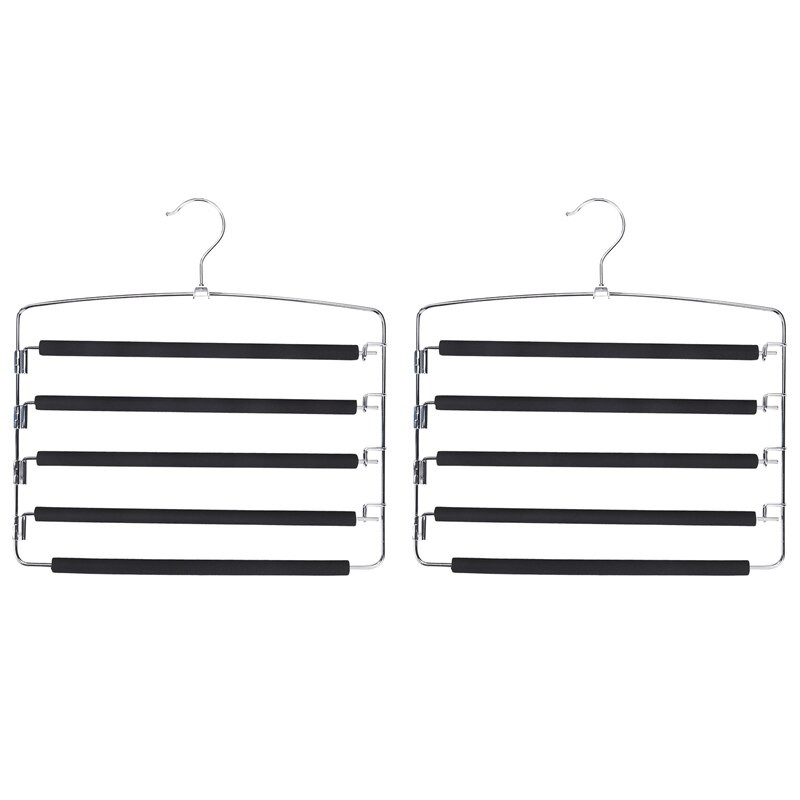 Vešiaky na nohavice, priestorovo úsporné, sada 3 kovových vešiakov, stabilné, protišmykové polstrovanie, otočné tyče na nohavice