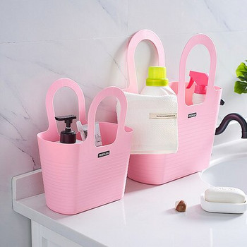 Кошница за миене, преносима кошница за душ, кошница за съхранение на тоалетни принадлежности за баня, корейска сладка кошница за баня
