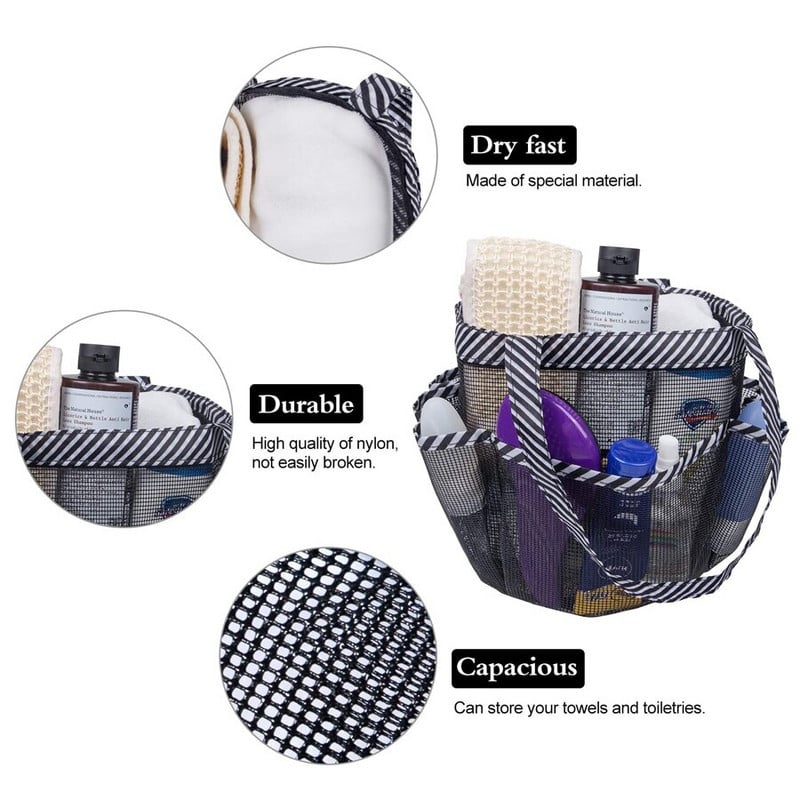 Sieťovaná sprchová taška Caddy do izby na internáte, závesná prenosná taška na toaletné potreby do kúpeľne