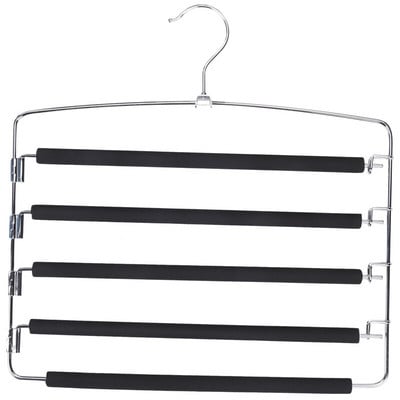 Vešiaky na nohavice, priestorovo úsporné, sada 3 kovových vešiakov, stabilné, protišmykové polstrovanie, otočné tyče na nohavice