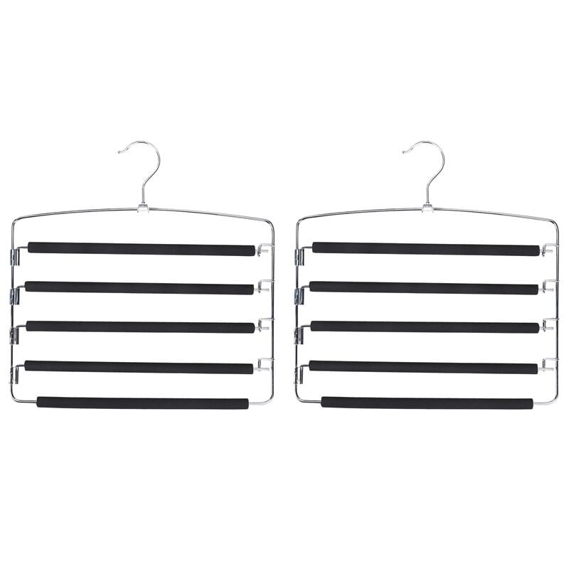 Vešiaky na nohavice, priestorovo úsporné, sada 3 kovových vešiakov, stabilné, protišmykové polstrovanie, otočné tyče na nohavice