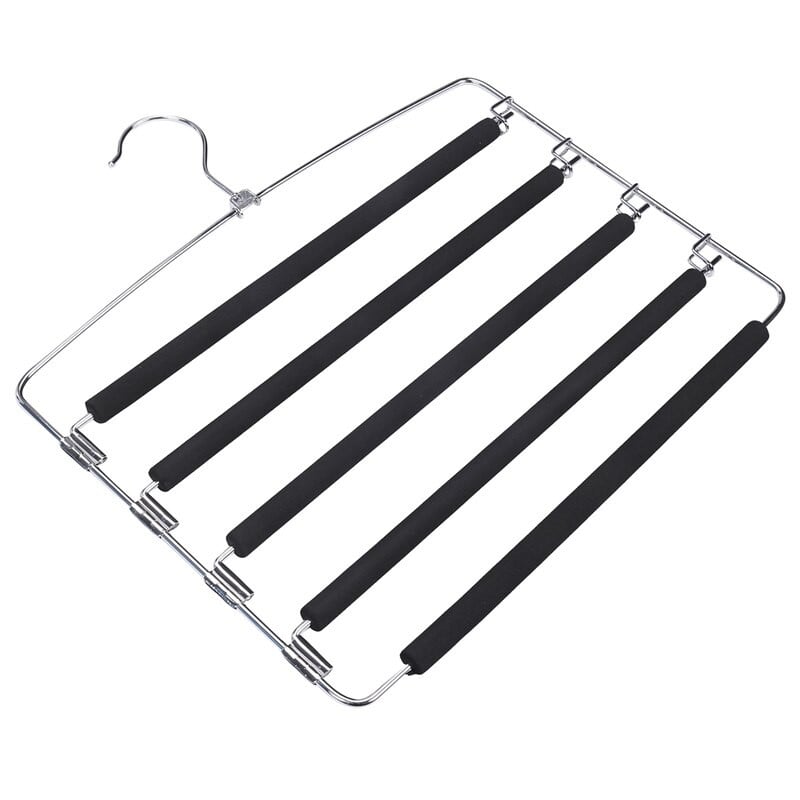 Vešiaky na nohavice, priestorovo úsporné, sada 3 kovových vešiakov, stabilné, protišmykové polstrovanie, otočné tyče na nohavice