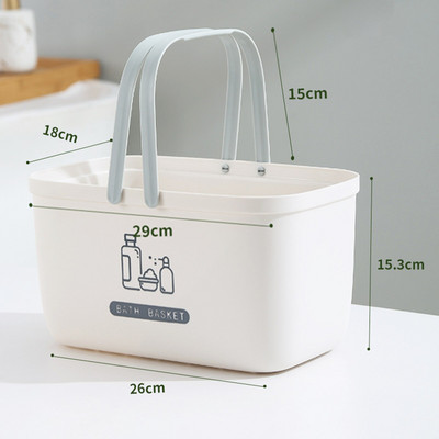 Praktický samoodtokový dizajn odtokových košov, prenosný úložný box do kúpeľne, veľkokapacitný kozmetický košík s rúčkami