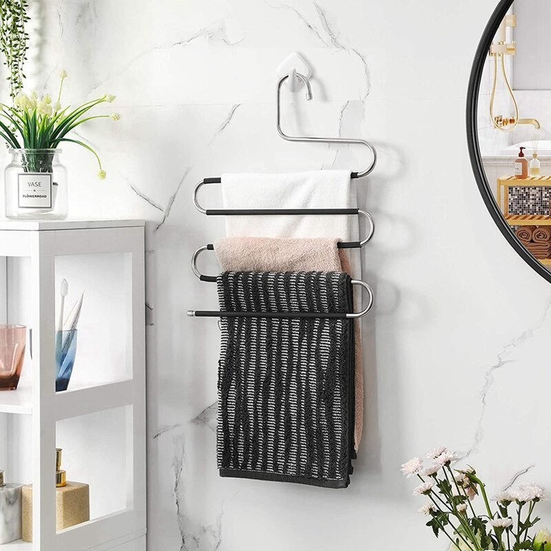 4-dielny multifunkčný vešiak na nohavice, protišmykový bezšvíkový vešiak na nohavice typu S, 5-vrstvový vešiak na nohavice, šatníkový úložný priestor na nohavice