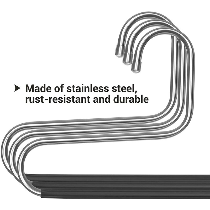 4-dielny multifunkčný vešiak na nohavice, protišmykový bezšvíkový vešiak na nohavice typu S, 5-vrstvový vešiak na nohavice, šatníkový úložný priestor na nohavice
