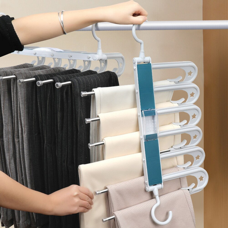 Teleskopinės sulankstomos pakabos Neslystančios kelnių kabyklos Stabilios, patvarios, nerūdijančios, džiovinimo drabužių kabyklos, skirtos drabužių spintai ir spintos tvarkyklei