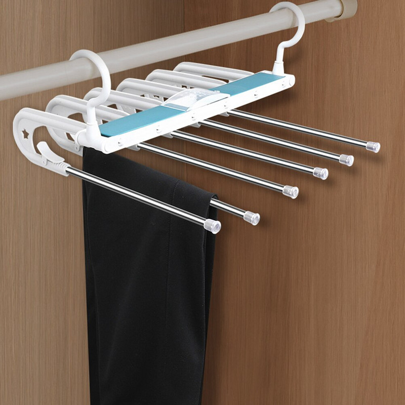 Teleskopinės sulankstomos pakabos Neslystančios kelnių kabyklos Stabilios, patvarios, nerūdijančios, džiovinimo drabužių kabyklos, skirtos drabužių spintai ir spintos tvarkyklei