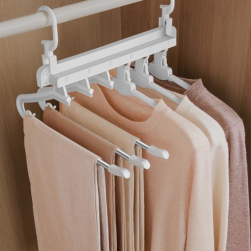 Suport pentru pantaloni cu 6 niveluri Umeraș pentru pantaloni Organizare de îmbrăcăminte Umeraș multifuncțional pentru pantaloni Suport pentru pantaloni care economisește spațiu