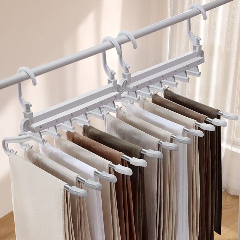 Suport pentru pantaloni cu 6 niveluri Umeraș pentru pantaloni Organizare de îmbrăcăminte Umeraș multifuncțional pentru pantaloni Suport pentru pantaloni care economisește spațiu