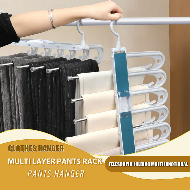 Suport telescopic pliabil pentru pantaloni, stabil, durabil, rezistent la rugină, pentru gospodărie, hotel, călătorii, material premium, suport pentru pantaloni care economisește spațiu