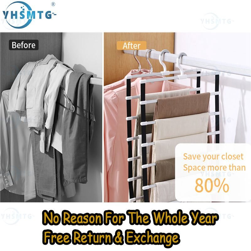 YHSMTG Suport pentru cuier pentru pantaloni 6/8 straturi Suport pentru depozitare haine Organizator pentru garderobă Cârlig pentru prosoape Depozitare și organizare pentru rufe pentru pantaloni