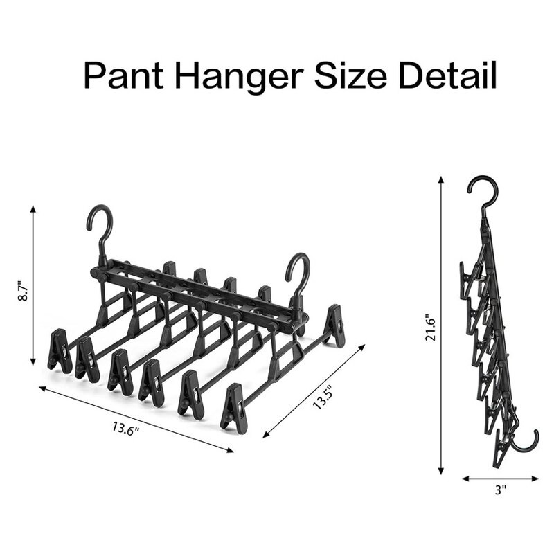Πλαστικές υφασμάτινες κρεμάστρες παντελονιού με κλιπ Κρεμάστρες παντελονιών Οργανωτή ντουλάπας Αποθηκευτικός χώρος Πτυσσόμενη κρεμάστρα ντουλάπας για φούστα παντελονιού εξοικονόμηση χώρου