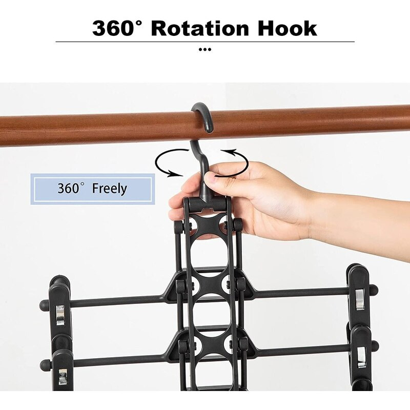 Πλαστικές υφασμάτινες κρεμάστρες παντελονιού με κλιπ Κρεμάστρες παντελονιών Οργανωτή ντουλάπας Αποθηκευτικός χώρος Πτυσσόμενη κρεμάστρα ντουλάπας για φούστα παντελονιού εξοικονόμηση χώρου