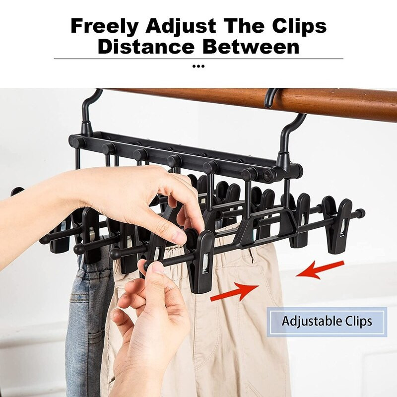 Πλαστικές υφασμάτινες κρεμάστρες παντελονιού με κλιπ Κρεμάστρες παντελονιών Οργανωτή ντουλάπας Αποθηκευτικός χώρος Πτυσσόμενη κρεμάστρα ντουλάπας για φούστα παντελονιού εξοικονόμηση χώρου