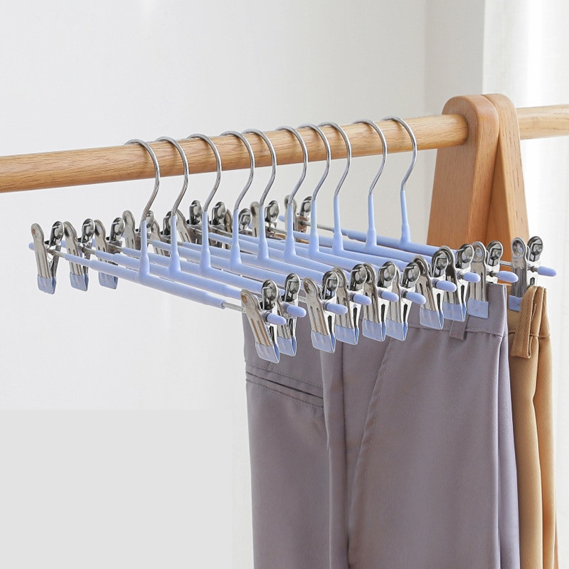 5/10 ks protišmykový stojan na nohavice pre dospelých z nehrdzavejúcej ocele, multifunkčný domáci zaťahovací klip na nohavice, 4 farby