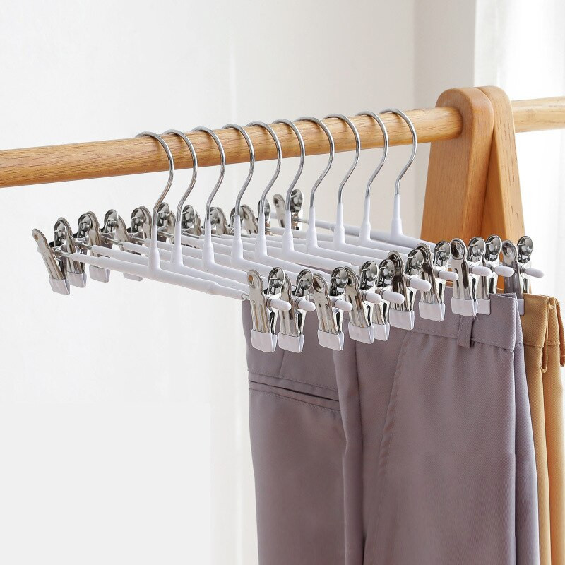 5/10 ks protišmykový stojan na nohavice pre dospelých z nehrdzavejúcej ocele, multifunkčný domáci zaťahovací klip na nohavice, 4 farby