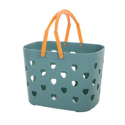 Coș de baie portabil cu design în formă de inimă Coș de depozitare pentru articole de toaletă pentru baie Sac de depozitare pentru fructe și legume