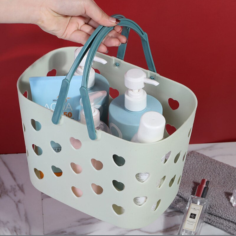 Coș de baie portabil cu design în formă de inimă Coș de depozitare pentru articole de toaletă pentru baie Sac de depozitare pentru fructe și legume