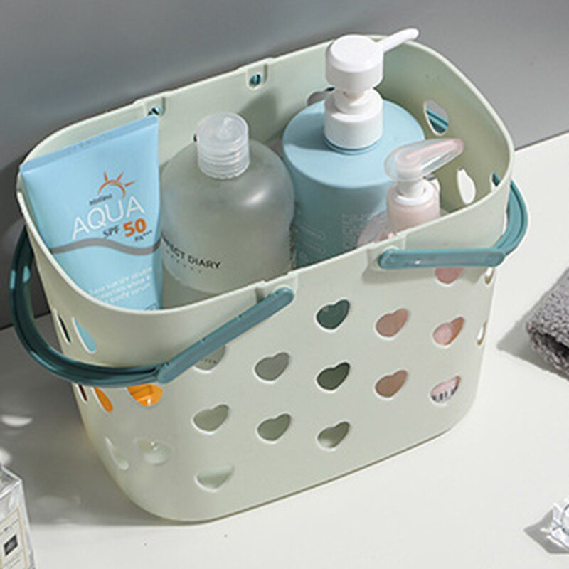 Coș de baie portabil cu design în formă de inimă Coș de depozitare pentru articole de toaletă pentru baie Sac de depozitare pentru fructe și legume