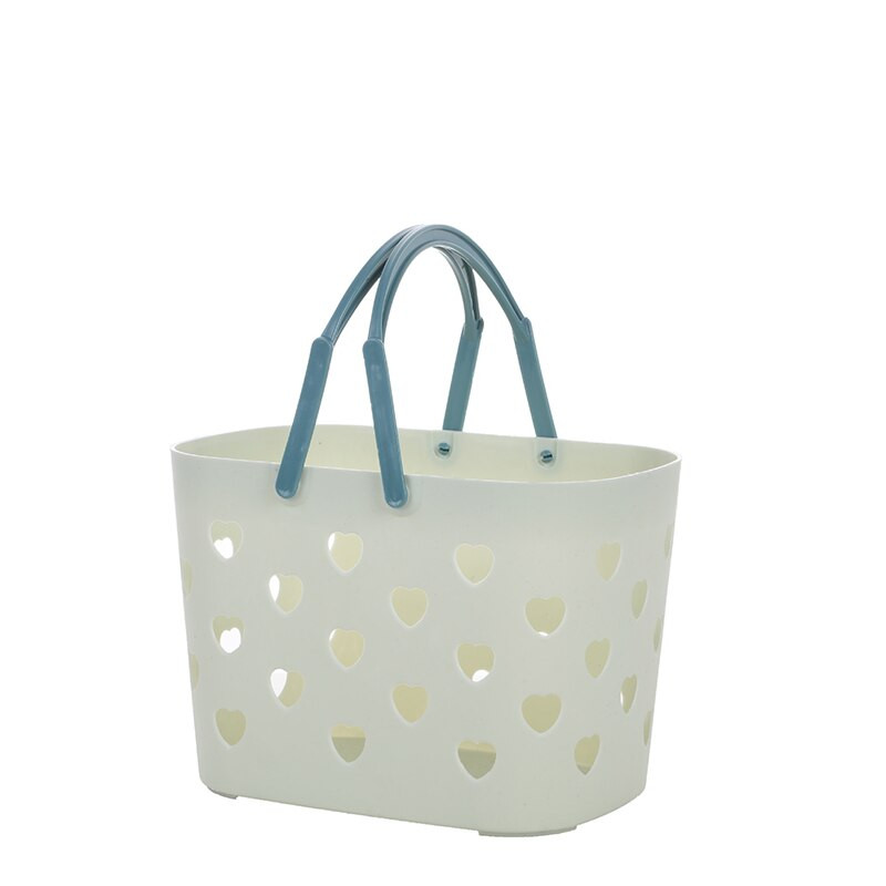 Coș de baie portabil cu design în formă de inimă Coș de depozitare pentru articole de toaletă pentru baie Sac de depozitare pentru fructe și legume