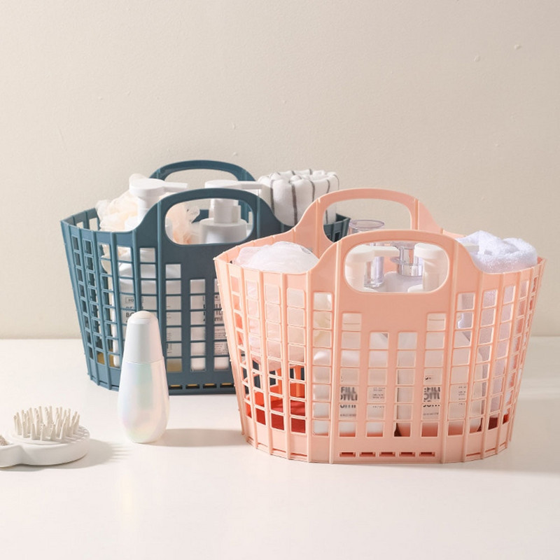 Nový skladací nákupný košík, kúpeľňový sprchovací košík, plastový košík s rukoväťou, prenosný dutý dizajn, skladací sprchový organizér