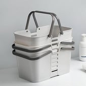 Nešiojama dušo dėžė tuščiavidurė plastikinė skalbinių laikymo krepšelis su rankena tualeto reikmenimis