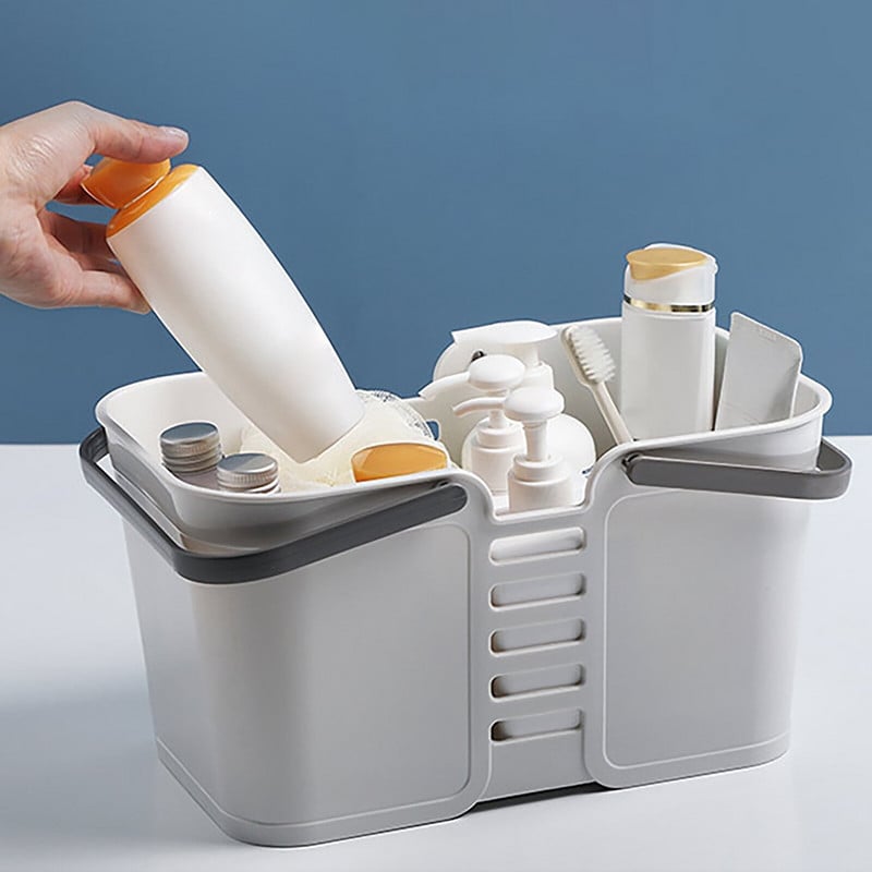 Nešiojama dušo dėžė tuščiavidurė plastikinė skalbinių laikymo krepšelis su rankena tualeto reikmenimis