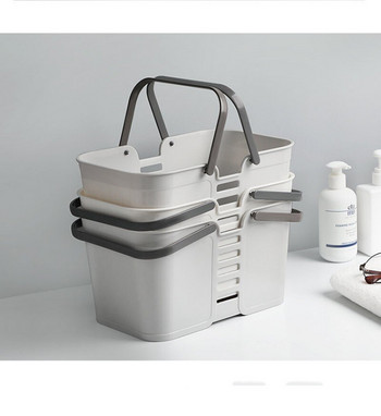 Домашна кошница за съхранение Преносима пластмасова кошница за съхранение Кошница за съхранение на баня Квадратна кошница за баня за баня