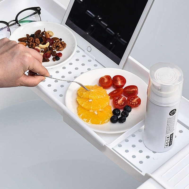 Vonios padėklas laikymo lentyna kubilas Daugiafunkcis rankšluosčių laikiklis Ištraukiama vonios lentyna vonios kambaryje Vonios priedai