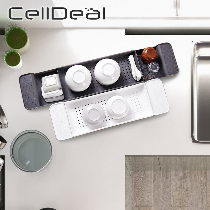 Ištraukiama vonios lentyna Vonios vonios padėklas Dušo kambarys Vonios vonios stovas Daugiafunkcinis rankšluosčių muilo laikiklis šampūno laikiklis namų reikmenys