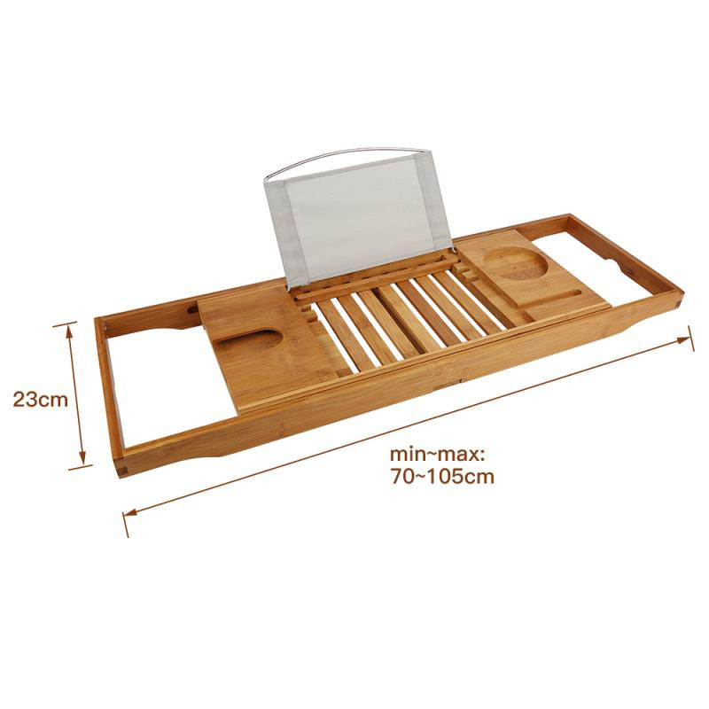 Ištraukiamas bambuko vonios padėklas SPA vonia Caddy Organizer Rack Book Vyno tabletės laikiklis Neslystantis apatinis vonios padėklo lentyna