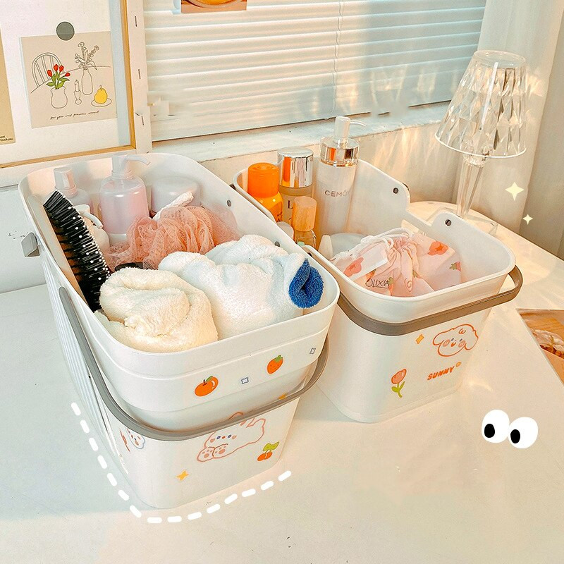 Hordozható fürdőkosár Diákfürdő kosár Női hálóterem Fürdőszoba kellékek Műanyag kád kis kosár Mosótartó tárolódoboz
