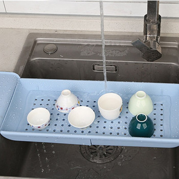 Πτυσσόμενη σχάρα αποθήκευσης μπανιέρας Ράφι δίσκου μπάνιου Πλαστική κλιμακούμενη σχάρα αποστράγγισης πολλαπλών λειτουργιών Organizer πετσετών Ράφι Εργαλεία μπάνιου