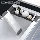 Ištraukiama vonios lentyna Vonios vonios padėklas Dušo kambarys Vonios vonios stovas Daugiafunkcinis rankšluosčių muilo laikiklis šampūno laikiklis namų reikmenys