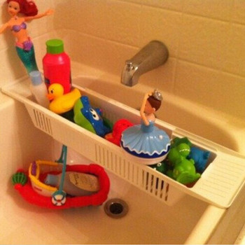 Μπανιέρα Caddy Tray Καλάθι Πτυσσόμενος βραχίονας αποθήκευσης μπάνιου Στήριγμα αποστράγγισης Ράφι ράφι μπάνιου Organizer παιχνιδιών για μπάνιο