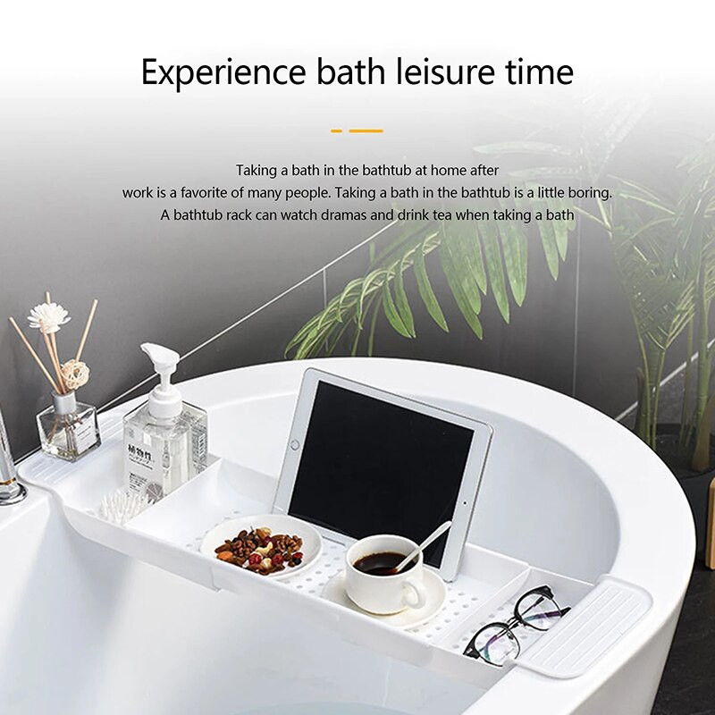 Rozšíriteľná vaňová misa, organizér na vaňu, stojan na jedlo, víno, knihu, telefón, držiak na stôl, vodotesná polica, kúpeľňové doplnky do vane