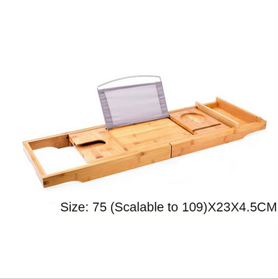 Stalak za odlaganje za kadu od bambusa Nosač za kadu na uvlačenje Višenamjenska polica za kadu Stalak za računala za Ipad Kada za kupanje Kupaonski tuš Caddy
