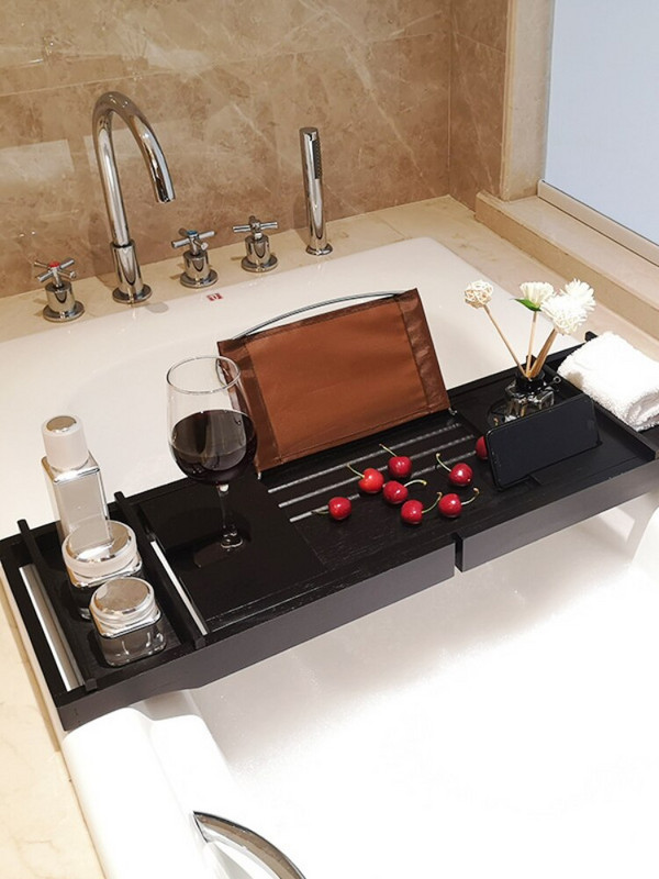 Bambuko vonios laikiklis Ištraukiamas vonios laikiklis Daugiafunkcinis vonios lentyna Ipad Kompiuterio stovas Vonia Vonios Dušo kabina