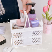 Prenosný skladací plastový košík do kúpeľa, kozmetický sprchový gél, úložný priestor, kúpeľňový organizér, malý prepravný košík Kawaii