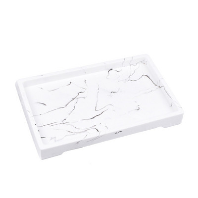 Štvorcový živicový hotelový protišmykový úložný držiak, mramorová textúra, šperkovnica, kozmetický kúpeľňový zásobník, vodotesný, s veľkou kapacitou