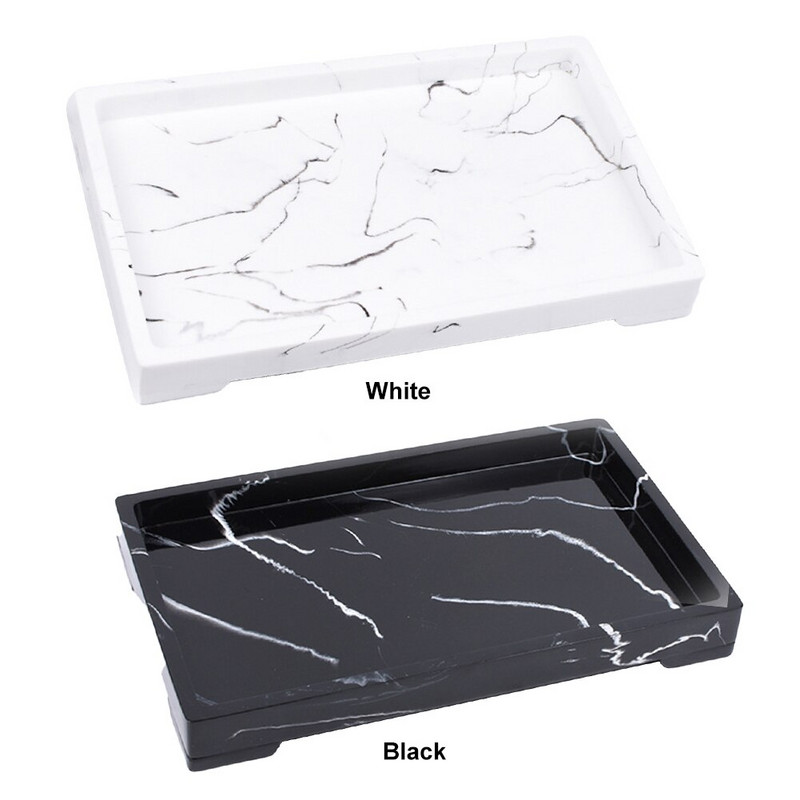 Štvorcový živicový hotelový protišmykový úložný držiak, mramorová textúra, šperkovnica, kozmetický kúpeľňový zásobník, vodotesný, s veľkou kapacitou