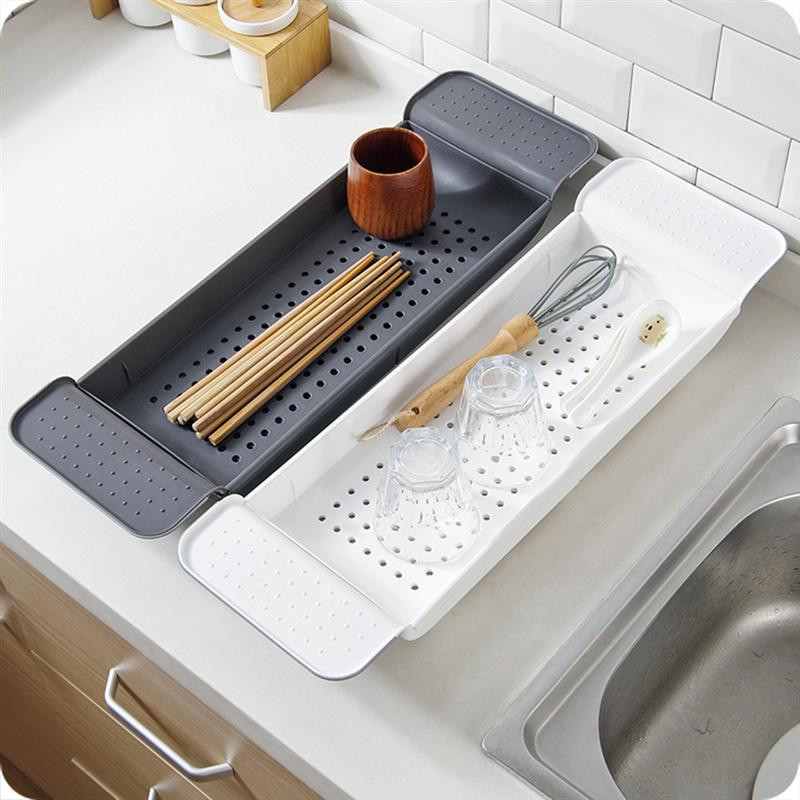 Odtoková škálovateľná vaňová miska, vaňová miska s koľajnicami, ideálny sprchový organizér do kúpeľne